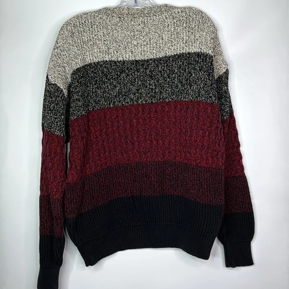 Vintage Woods & Gray Red Gray Striped Cotton Sweater Size Large